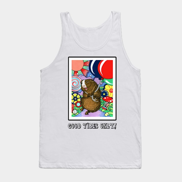 Happy Guinea Pig With Balloons - Good Vibes Only Tank Top by Nat Ewert Art